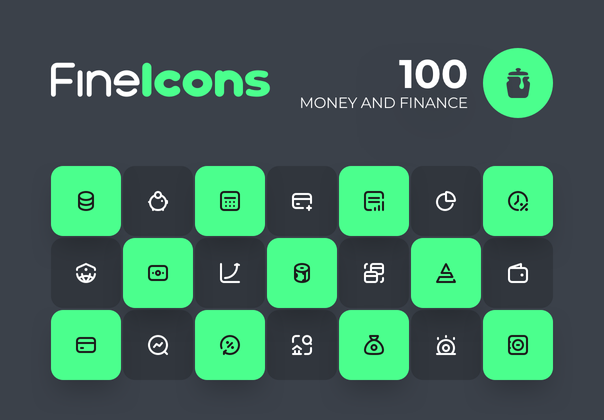 FineIcons货币和金融包 (FineIcons Money and Finance Pack)