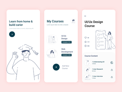 带有ui8插图的课程应用程序(Course App With ui8 Illustration)