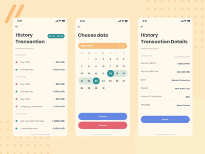 Vintage - 银行移动应用模板 - 历史交易(Vintage - Banking mobile app template - History Transaction)
