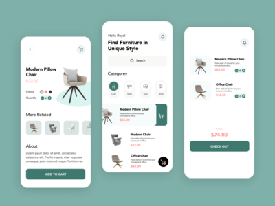 家具App手机界面(Furniture App mobile ui)
