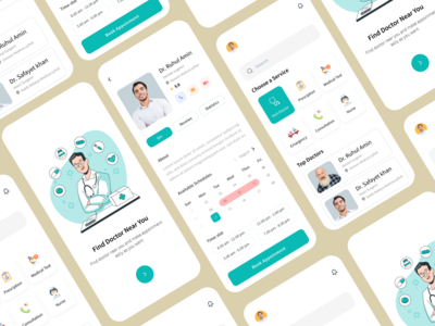 医生预约手机应用程序ui(Doctor Appoinment  Mobile app  ui)