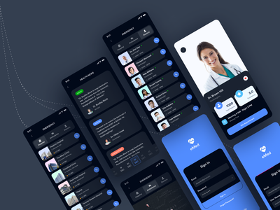 医疗移动应用程序设计，暗模式_（V-2）(Medical Mobile App Design, Dark mode _ (V-2))