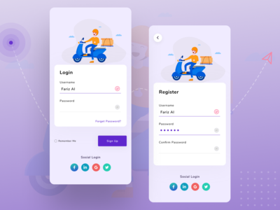 登录并注册 - 送货应用程序(Login and Register - Delivery Of Goods App)