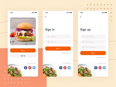 登录和注册 - 送餐应用模板 UI 套件(Sign In & Sign Up - Food Delivery App Template Ui Kit)