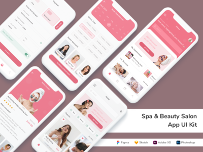 水疗和美容沙龙应用程序 UI 套件(Spa & Beauty Salon App UI Kit)