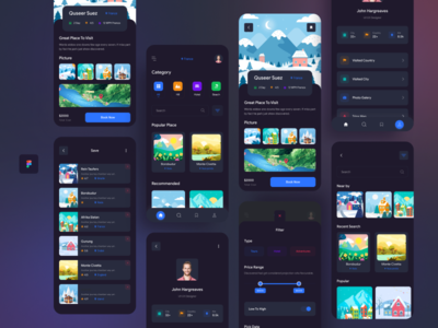 旅游应用黑暗(Travel App Dark)