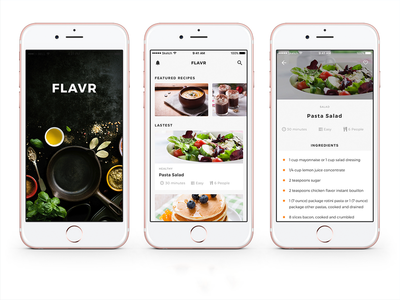 Flavr 食品应用程序设计 UI 套件(Flavr Food App Design UI Kit)