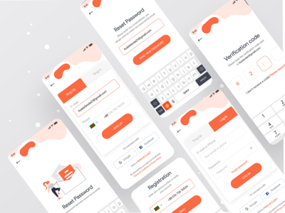 送餐 - 注册，登录所有屏幕(Food Delivery - sign up, log in all screen)