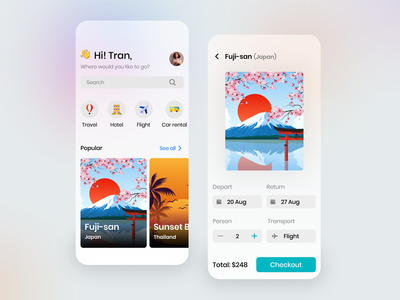 旅游应用 - Ui/Ux 设计(Travel App - Ui/Ux Design)