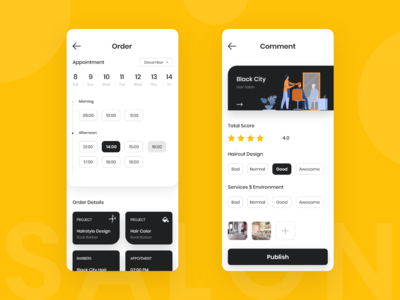沙龙 App UI（白色）(Salon App UI (white))
