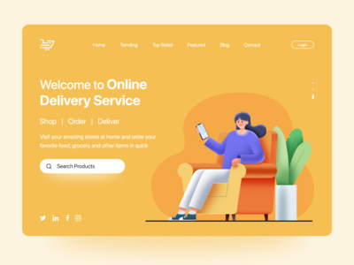 在线交付服务登陆页面设计 v.1(Online Delivery Service Landing Page Design v.1)