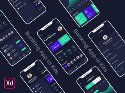 银行钱包应用程序 UI 套件深色主题(Banking Wallet App UI Kits Dark Theme)