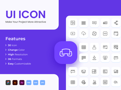 UI 业务图标设计集填充和轮廓样式(UI business icon design set fill & outline style)