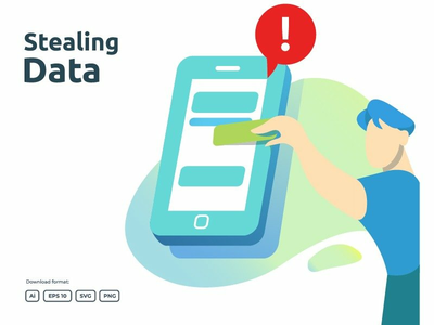 密码网络钓鱼攻击和窃取个人数据插图概念(password phishing attack and stealing personal data illustration concept)