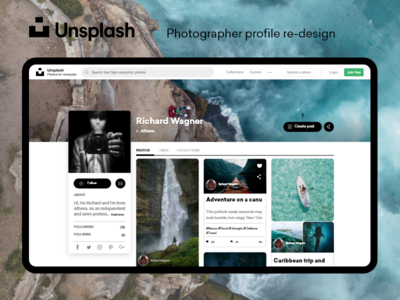 Unsplash 摄影师资料重新设计(Unsplash Photographer profile re-design)
