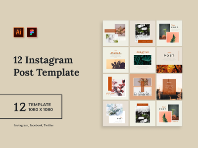 12 Instagram 帖子模板 V.4(12 Instagram Post Template V.4)