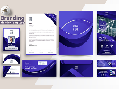现代企业品牌标识文具模板和样机(Modern Corporate Branding Identity Stationery Template & Mockup)