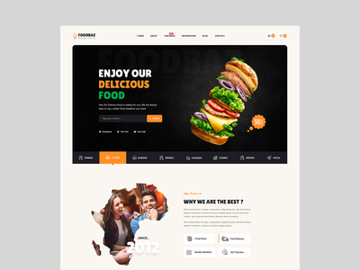Foodbaz - 快餐店 PSD 模板(Foodbaz - Fast Food Restaurant PSD Template)