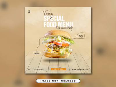 美味的食物社交媒体推广横幅模板(Delicious Food Social Media Promotion Banner Template)