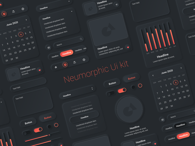 神经拟态 ui 套件 - 深色模式(Neumorphic ui kit - dark mode)