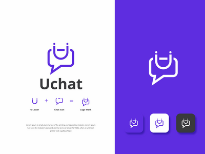 Uchat标志设计，聊天标志，U标志(Uchat Logo Design, Chat logo , U Logo)