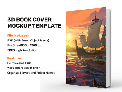 3d 书籍封面样机模板(3d Book Cover Mockup Template)