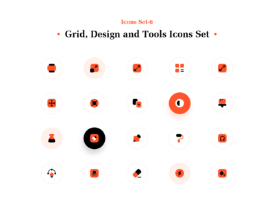 网格、设计和工具图标集(Grid, Design and Tools Icons Set)