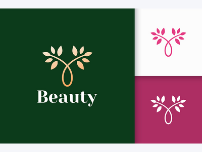 美容护理植物和港口的豪华花卉标志(Luxury Flower Logo Of Plant and Port For Beauty Care)