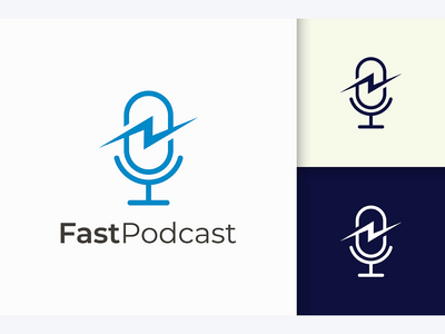 简单的麦克风标志代表播客的记录或音频(Simple Mic Logo Represent Record or Audio For Podcast)