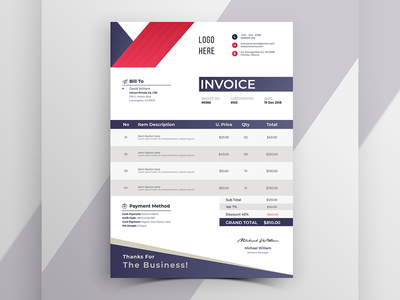 现代商业发票账单模板(Modern Business Invoice Bill Template)