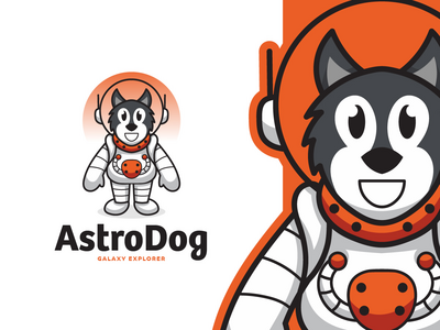 天文狗吉祥物标志模板(Astro Dog Mascot Logo Template)