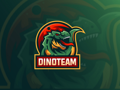 迪诺电子竞技吉祥物标志模板(Dino Esport Mascot Logo Template)