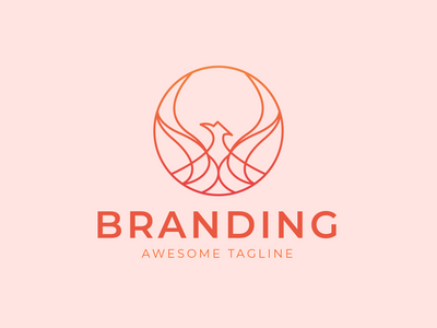 凤凰鸟标志与圆圈(Phoenix Bird Logo with Circle)