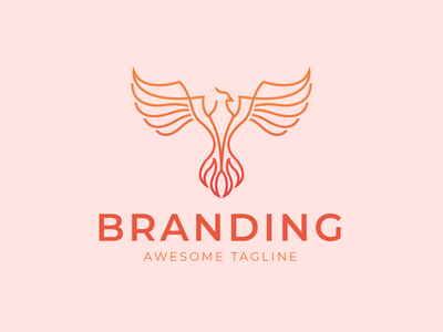 现代凤凰鸟单线标志(Modern Phoenix Bird Monoline Logo)