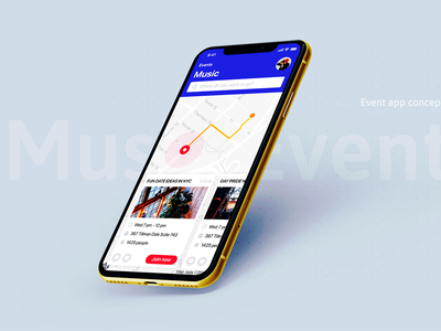 音乐活动手机屏幕搜索和地图(Search & Map for music event mobile screen)
