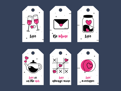 以情人节为主题的情人节心标签系列(Valentine Hearts tag collection with valentines day theme)