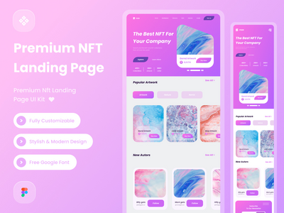 干净的 Nft 登陆页面设计模板(clean Nft  Landing Page design template)