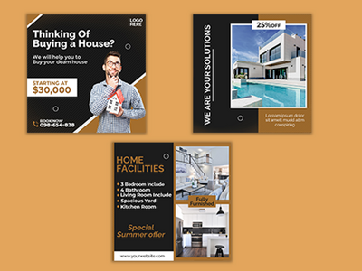 房地产业务 instagram 轮播幻灯片帖子(Real estate business instagram carousel slides post)