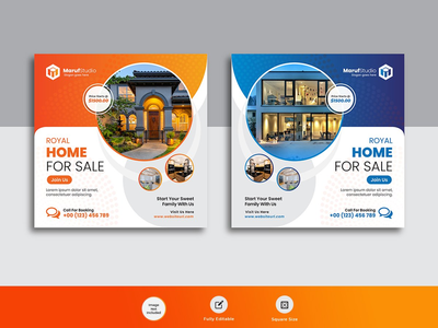 房地产商业机构网页横幅帖子模板(Real estate business agency web banner post template)