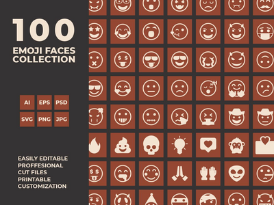 100 表情符号 svg, png, ai, eps, psd(100 Emoticon svg, png, ai, eps, psd)