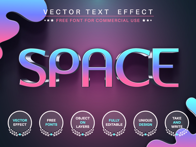 空间 - 可编辑的文本效果、字体样式(Space - editable text effect, font style)