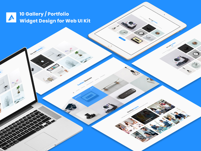 10 画廊，Web-UI 工具包的组合小部件设计(10 Gallery, Portfolio Widget Design for Web-UI Kit)