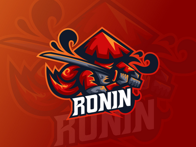 浪人电子竞技吉祥物标志模板(Ronin Esport Mascot Logo Template)