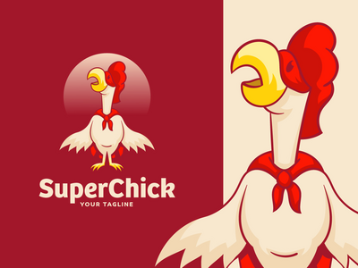 超级鸡吉祥物标志模板(Super Chicken Mascot Logo Template)