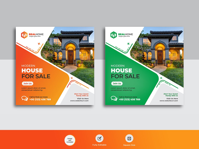 房地产商业机构网页横幅帖子模板(Real estate business agency web banner post template)