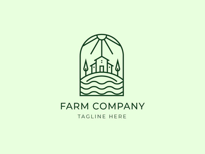 农场花园单线标志(Farm Garden Monoline Logo)