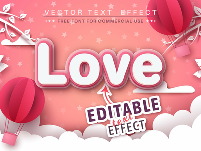 爱三层可编辑文字效果，字体样式(Love three layer editable text effect, font style)