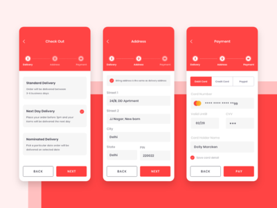账单支付和地址应用程序屏幕设计(Bill Payment & Address App Screen Design)
