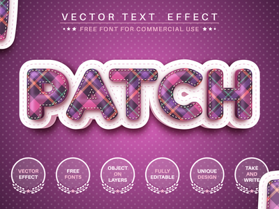 格子呢补丁 - 可编辑的文本效果、字体样式(Tartan patch - editable text effect, font style)