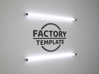 荧光灯下的标志-样机(Logo in the light of fluorescent lamps - mockup)